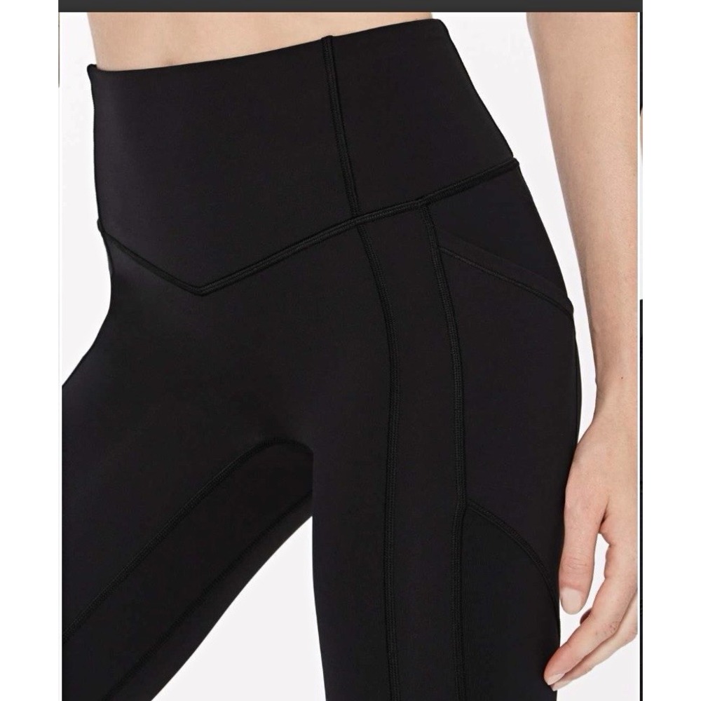 lululemon Women's Black Crop Leggings Pull On Pockets Yoga Athleisure Size 2